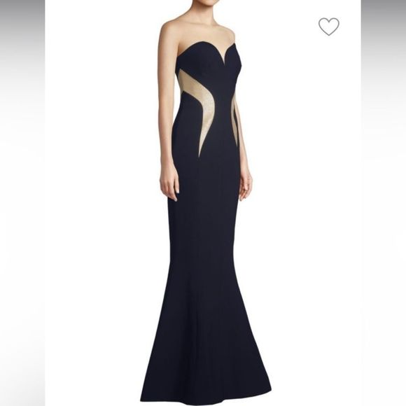 NWT Rebecca Vallance Lucienne Bonded Crepe Strapless Mermaid Gown in Ink SZ 2 - Picture 5 of 16